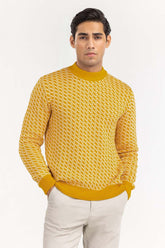 Mustard Pattern High Neck Sweater SWT-FFSHN22-164