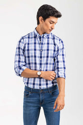 Navy-White Checkered Smart Casual Shirt CM-YD-2899 SC