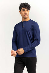 Navy Basic Henley T-Shirt FS-HEN-SIG-D027