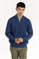 Navy Basic Knitted Mock Neck Zipper Jacket JKT-KNTMNZ22-012