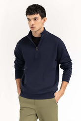 Navy Basic Quarter Zip SweatShirt JKT-KNTMNZ22-090