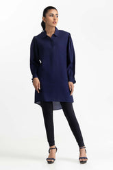 Navy Blended Casual Shirt 231-217-057
