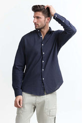 Navy Blue Basic Casual Shirt MN-CS-SS24-013