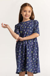 Navy Blue Junior Girl Printed Dress JG-DRS-SS24-403