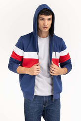 Navy Color Block Zipup Hoodie JKT-KNTHZ22-009