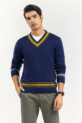 Navy Cricket V Neck Sweater SWT-FFSVN22-181