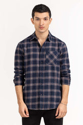 Navy Gold Checkered Casual Shirt CS-YD22-035