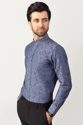 Navy Jacquard Casual Shirt CM-YD-2757 Mr. Blue
