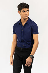 Navy Knitted Casual Shirt HS-CS-KNIT-D14