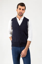Navy Sleeveless Sweater SL-SWT-FD-22-01