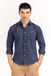 Navy White Checkered Casual Shirt CS-YD22-027