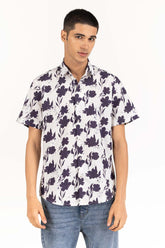 Navy White Printed Casual Shirt CS-PRT22-002