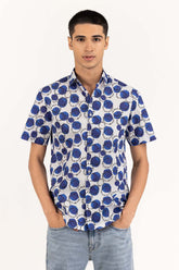 Navy White Printed Casual Shirt CS-PRT22-003
