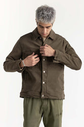 Olive Green Denim Jacket 224-110-039