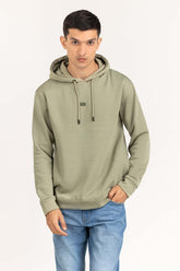 Olive Knit Hoodie 224-112-011 A