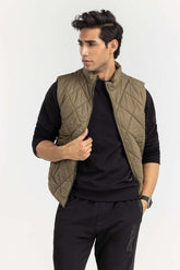 Olive Quilted Gilet JKT-WVST22-026