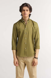 Olive Solid Casual Shirt MN-CS-YD23-014