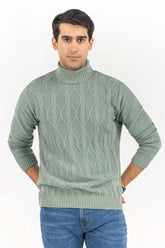Olive TurtleNeck Cabling Sweater SWT-FFSTN22-210