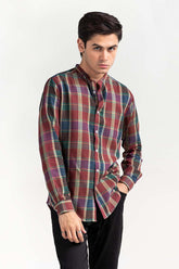 Orange Green Checkered Casual Shirt CM-YD-2969 CS