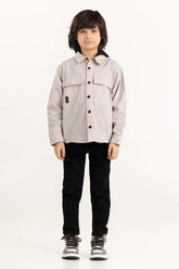 Junior Boy Grey Overshirt With Removable Hood 224-317-004