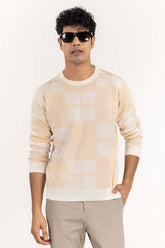 Peach Checkered Crew Neck Sweater SWT-FFSCN22-150-2