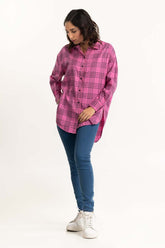 Pink And Black Casual Shirt 224-217-009