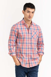 Pink Blue Checkered Casual Shirt CS-YD22-023