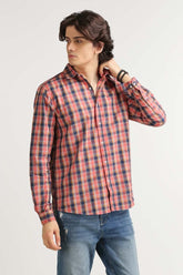 Pink Navy Checkered Casual Shirt MN-CS-YD23-010