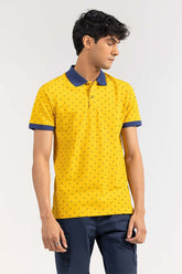 Mustard Printed Polo PKP-PRINT-D10