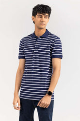 Navy-White Yarn Dyed Polo PKP-YD-D70