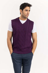 Purple Cabling Sleeveless Sweater SWT-FSLVN22-117-2