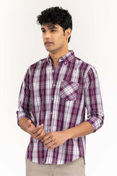 Purple Checkered Casual Shirt CS-YD22-033