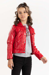 Junior Girl Red Shiny Jacket 224-410-053