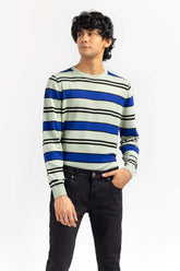 Royal White Striped Crew Neck Sweater SWT-FFSCN22-250