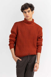 Rust Textured Turtle Neck Sweater SWT-FFSTN22-226