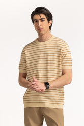 Sweater Knit Stripes T-Shirt MN-TS-SS25-200