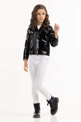 Junior Girl Shiny Black Jacket 224-410-005