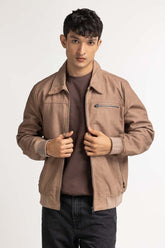 Taupe Leather Jacket MN-JKT-WS23-065A
