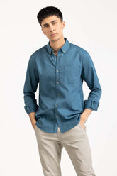 Teal Blue Solid Casual Shirt CS-PD22-016