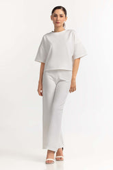 Textured Crew Neck White Shirt WM-KTP-SS24-105