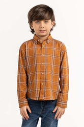 Toddler Boy Brown Checkered Casual Shirt TB-CS-SS23-011