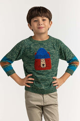 Toddler Boy Green Basic Sweater TB-SWT-WS23-037