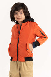 Toddler Boy Orange Hooded Jacket 224-310-009