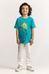 Toddler Boy Turquoise Printed Tee TB-TS-SS24-013