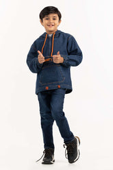 Toddler Boy Dark Blue Denim Jacket With Hood 224-310-051