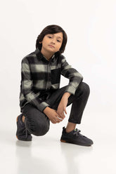 Toddler Boy Green And Black Casual Shirt 224-317-006