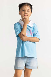 Toddler Girl Light Bllue Printed Tee TG-TS-SS24-028