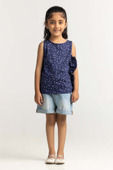 Toddler Girl Navy Blue Printed Tee TG-TS-SS24-024