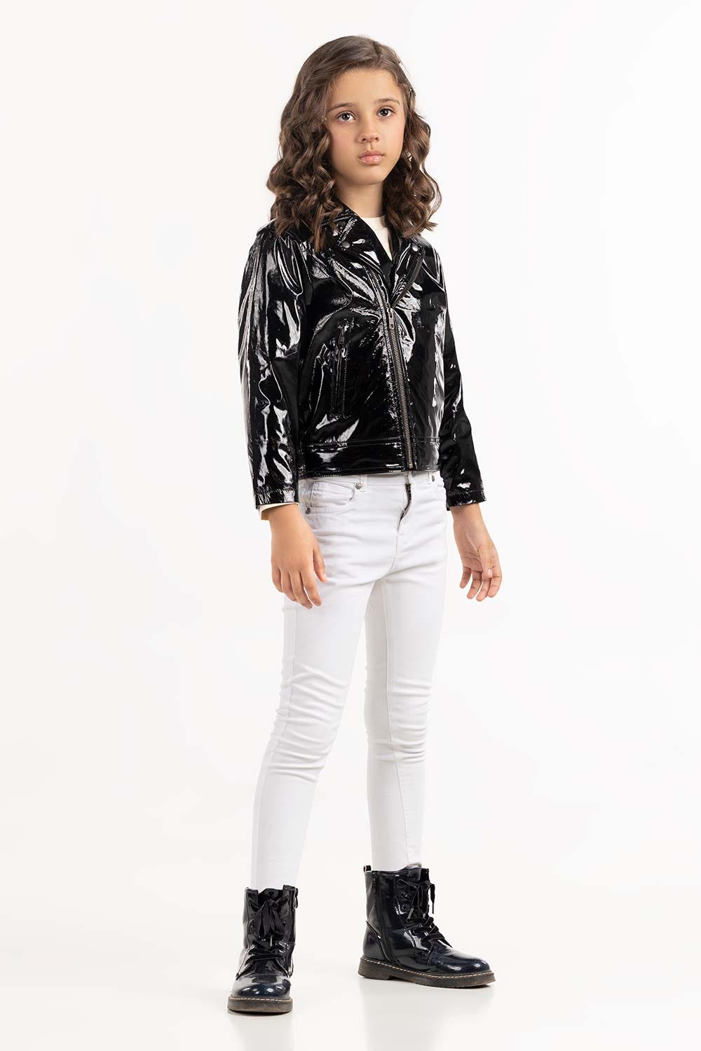Toddler Girl Shiny Black Jacket 224-410-005