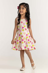 Toddler Girl White Printed Dress TG-DRS-SS24-403